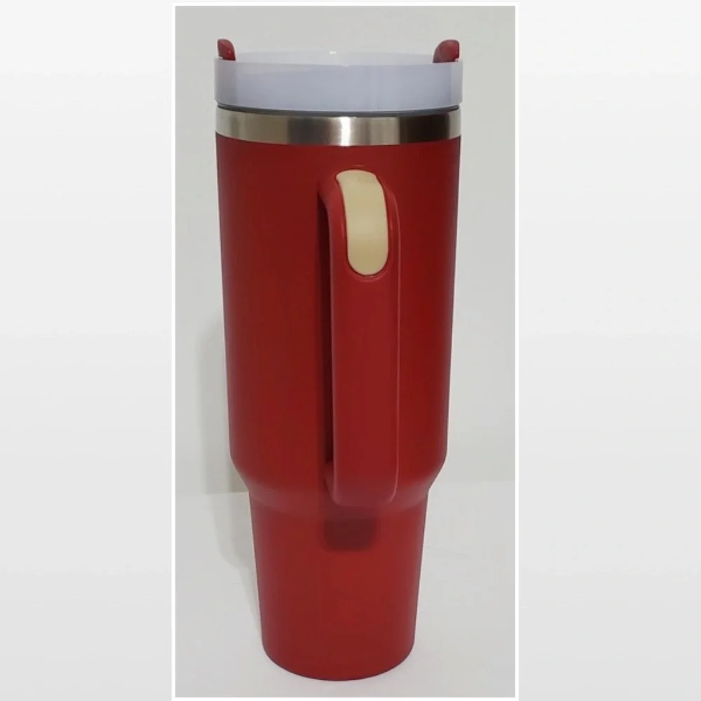 New Tumbler POSHBABE 40oz Red White Large Travel Mug Thermos Cup Swag